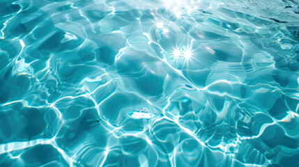 An abstract background of turquoise water ripples	A beautiful, abstract, top-down photograph of sunlit ripples on the surface of clear, turquoise water, creating a serene pattern.
