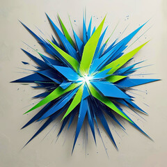 Abstract explosion art design with blue and green shards vector illustration