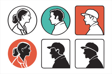pepole icon set silhouette vector