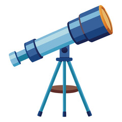 A telescope aimed upwards, isolated on a white background, for astronomy, science, discovery, or exploration.