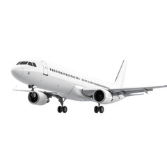 Fototapeta premium Side View of White Jet Airliner in Mid-Air Climb, Isolated 3D Illustration