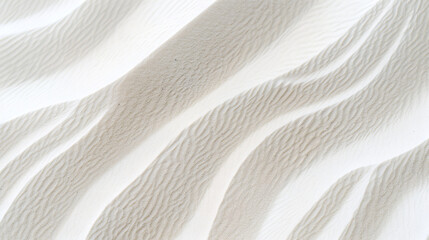 The texture of clean, white sand	A minimalist, top-down macro shot of clean, white sand with a gentle, wave-like ripple pattern.
