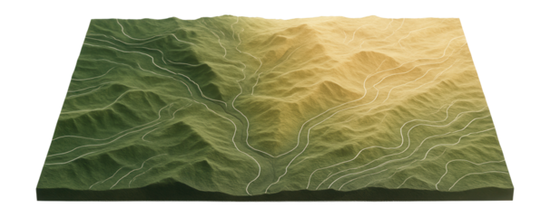LIDAR aerial survey data with topographic contour lines