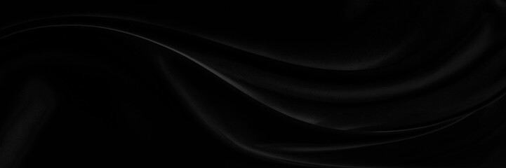 Black gray satin dark fabric texture luxurious shiny that is abstract silk cloth panorama...