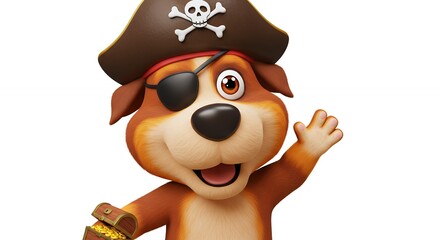 Naklejka premium Cartoon dog pirate hat