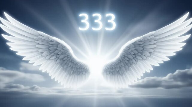 Angelic wings against a soft light blue sky with fluffy clouds