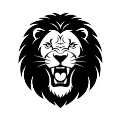 Obraz premium Elegant Minimal Lion Head Vector Icon – Modern Flat Animal Symbol for Premium Branding