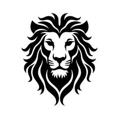 Bold Black and White Lion Face Silhouette Vector – Strong Jungle King Mascot Logo