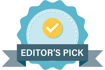 Editor�s Pick badge with ribbon and check mark