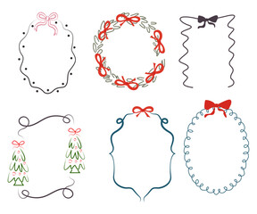 Set of digital pictures, frames and labels for Chistmas design vintage style. Suitable for decoration of cosmetics, pharmacy products. Vector illustration. Aged paper effect. EPS 10