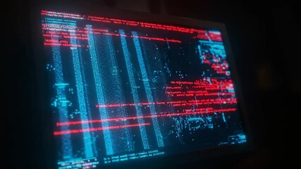 Abstract digital screen displaying data and glitches - Powered by Adobe