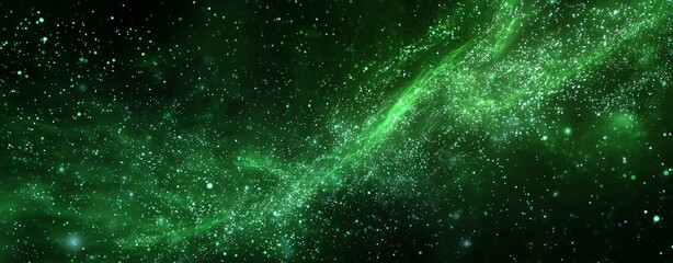 animated green screen backdrop Vivid green galaxy with bright star formations.