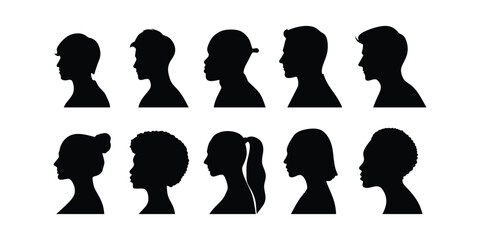 silhouette of a man and woman profile head icons