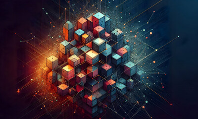 Digitales Netzwerk, Cybersicherheit, Datenschutz und sichere Informationssysteme in einer vernetzten Umgebung symbolisieren