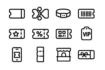 Modern minimalist icons for tickets and coupons