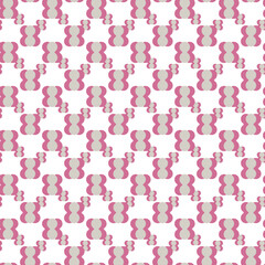 Abstract Pattern with Symmetrical Pink and Beige Shapes on White Background