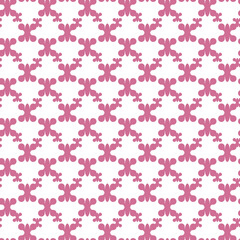 Seamless Pattern of Stylized Pink Butterflies on a White Background
