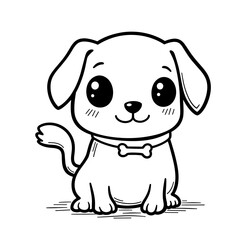 Cute ghost dog with bone collar, kids coloring book page design