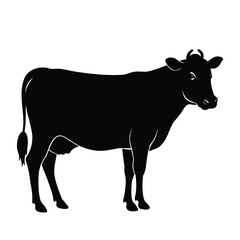 Vector illustration of a standing cow in side profile a simple and clean silhouette for various design applications