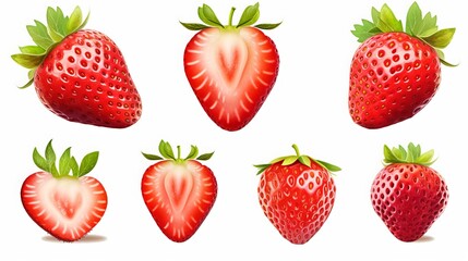 Collection strawberry. Strawberry isolate. Strawberries isolated on white background
