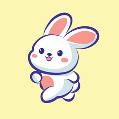 cute character bunny is running vector character for elements