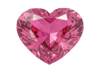 Fototapeta premium A pink heartshaped gemstone with many facets, isolated on a transparent background, symbolizing love and romance