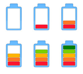Set battery on white background. Isolated 3d illustration