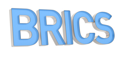 BRICS on white background. Isolated 3D illustration