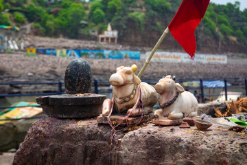Close-up of hindu god shiva in Linga form. Shiva is known as The Destroyer within the Trimurti, the Hindu trinity which also includes Brahma and Vishnu.