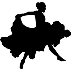 Female Theatrical Performance Silhouette. Collection of female silhouettes in various dynamic poses showcasing strength and agility. Elegant silhouette of a female ballet dancer in a graceful pose. El