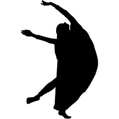 Female Theatrical Performance Silhouette. Collection of female silhouettes in various dynamic poses showcasing strength and agility. Elegant silhouette of a female ballet dancer in a graceful pose. El