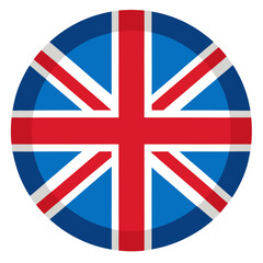 Flat vector circle illustration of the United Kingdom&rsquo;s flag, featuring the Union Jack in clean layout for patriotic and educational sticker designs