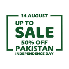 14 August up to 50% off sale Pakistan independence day sale banner poster and social media template design 