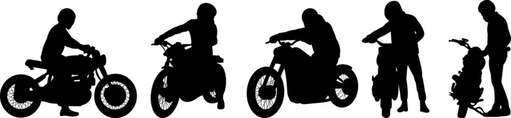 Fototapeta premium silhouette motorcyclists, men on motorcycles, vector