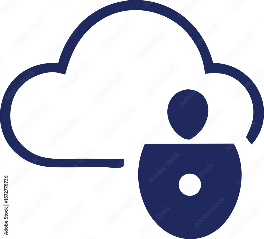 Poster abstract representation of a person within a cloud shape symbolizing cloud computing and user identi