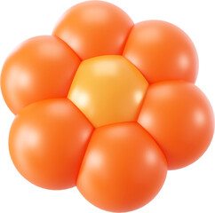 3D fall orange and yellow flower shape, creative autumn graphic nature floral form isolated clipart. Render of simple cute modern illustration