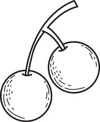 Line Art Duo Cherries with Stem