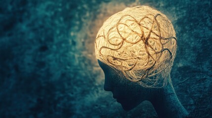 Obraz premium Abstract head with illuminated tangled mind