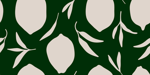 Lemon Fruit Leafy Illustration for Fabric and Wallpaper