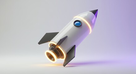 White rocket ship illustration in flight