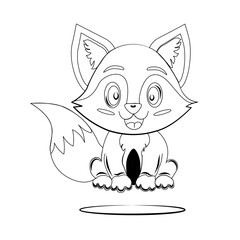 Adorable cartoon fox line drawing with big eyes and bushy tail. Ideal for children’s illustration, mascots, or playful graphics. Clean, cute, and friendly vector art.