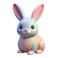 Fototapeta premium easter rabbit pastel colors 3d rendering isolated on transparent background. Cartoon plastic style 