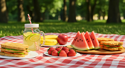 Summer Picnic in the Park Fresh Food and Drinks