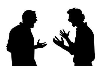 MENS ARGUING SILHOUETTE ON WHITE BACKGROUND