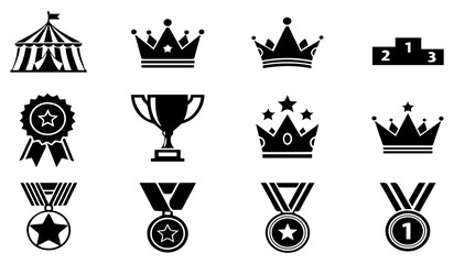 A set of crowns vector. Award & Trophy Icons Set