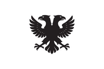 Eagle twin head silhouette on white background.01
