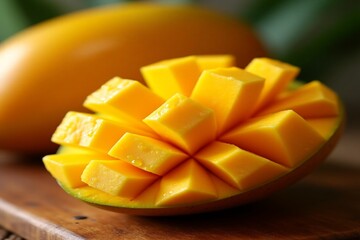 Yellow Mango Segments on Plate