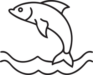 Fish Jumping Out Of Water Black Vector Icon, Splash Movement, Fishing Scene, Editable Dynamic Design, Aquatic Animal Icon