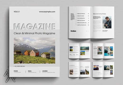 Minimal Photography Magazine Template Featuring  Nature