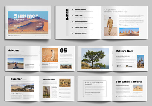 Sunny Summer Magazine Template with Travel